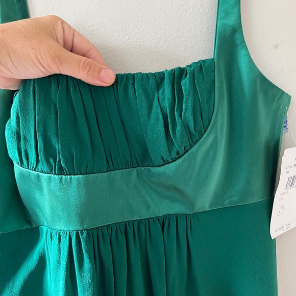 Nicole Miller Sz 8 Silk Tank Midi Lined Cocktail Dress Back Zip Emerald Green - Picture 3 of 10